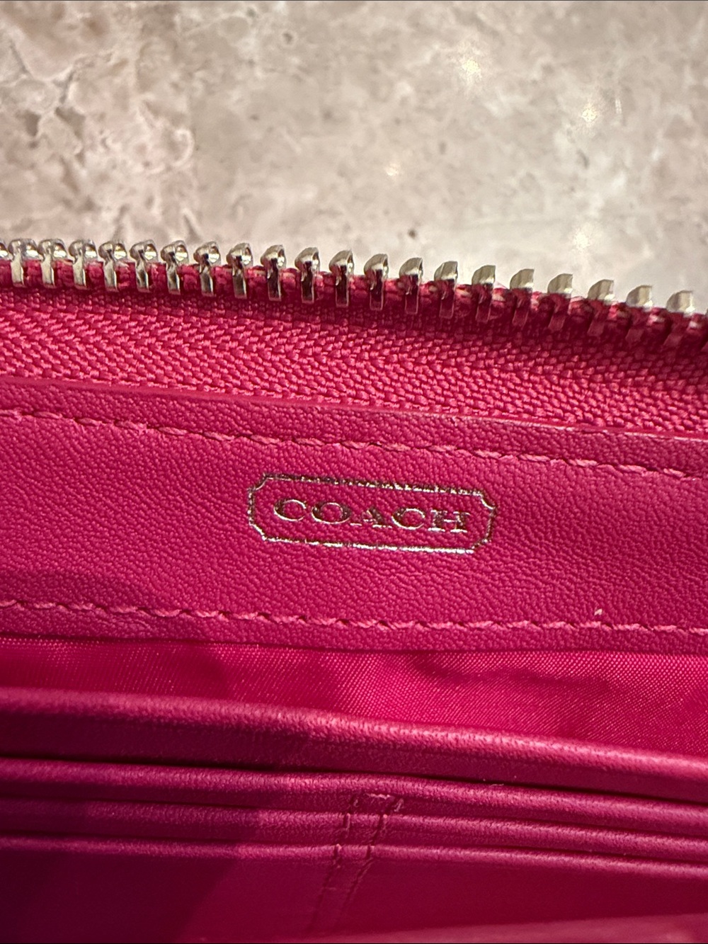 Coach NWOT Poppy Pink and Purple Signature C Large Wallet with Wristlet Strap - Picture 11 of 16